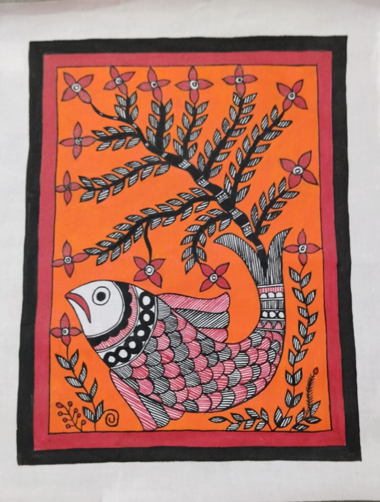 Fish Under Tree – Madhubani Painting